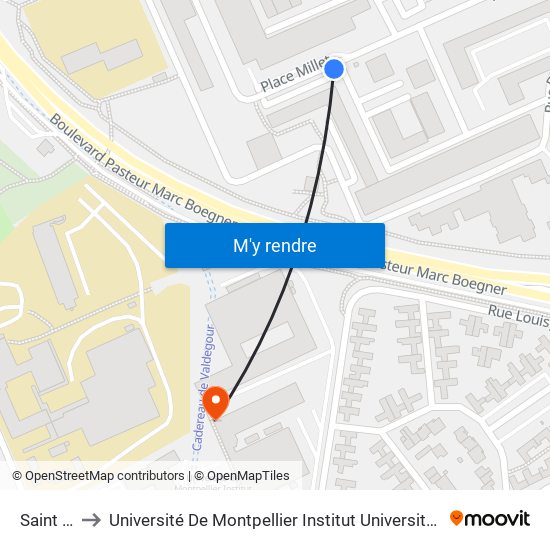 Saint Pierre to Université De Montpellier Institut Universitaire De Technologie De Nîmes map