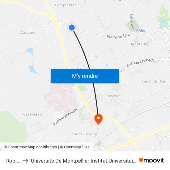 Robinson to Université De Montpellier Institut Universitaire De Technologie De Nîmes map