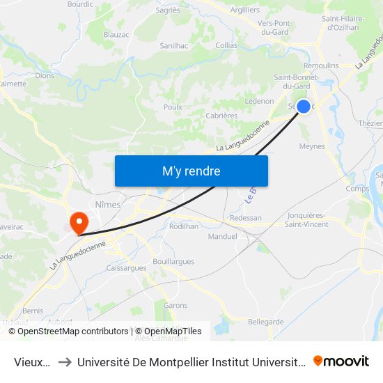 Vieux Lavoir to Université De Montpellier Institut Universitaire De Technologie De Nîmes map