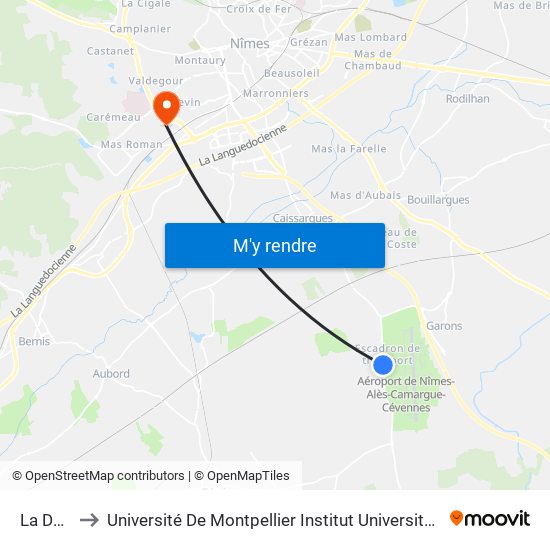 La Defense to Université De Montpellier Institut Universitaire De Technologie De Nîmes map
