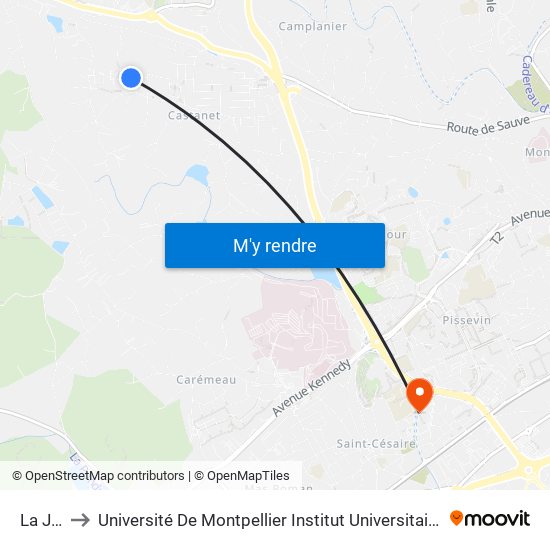 La Jasse to Université De Montpellier Institut Universitaire De Technologie De Nîmes map