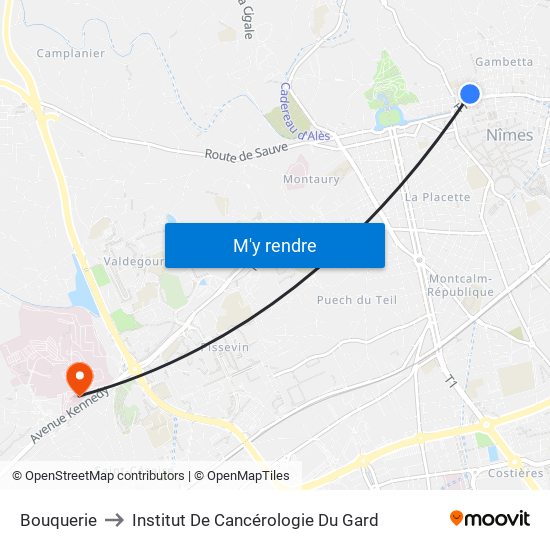 Bouquerie to Institut De Cancérologie Du Gard map