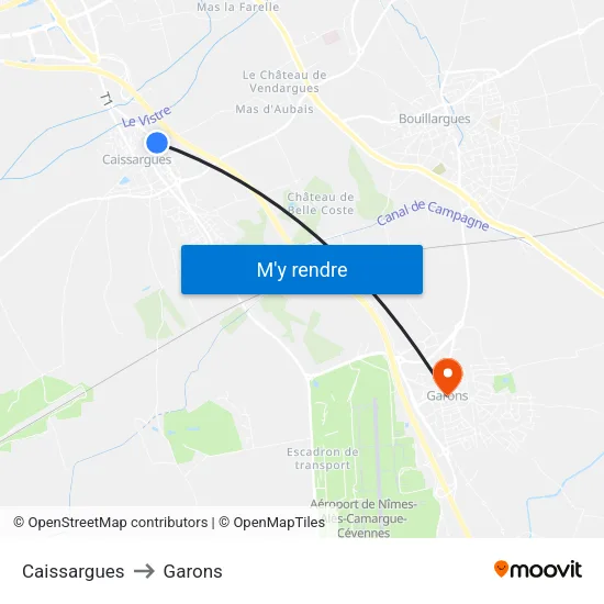 Caissargues to Garons map