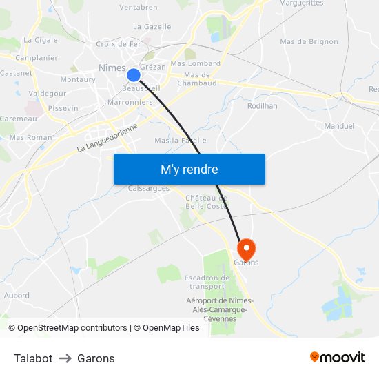 Talabot to Garons map