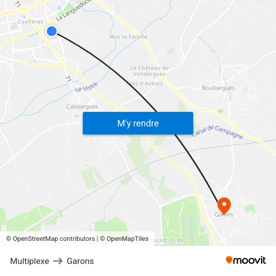Multiplexe to Garons map