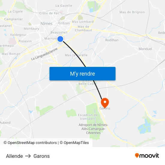 Allende to Garons map