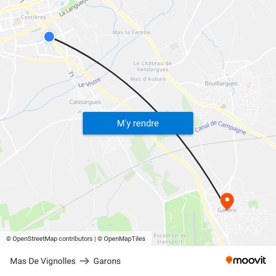 Mas De Vignolles to Garons map
