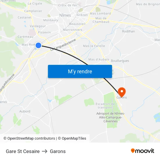Gare St Cesaire to Garons map