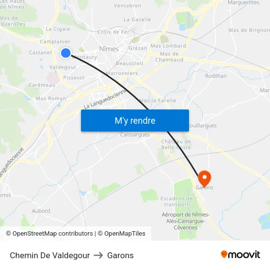 Chemin De Valdegour to Garons map