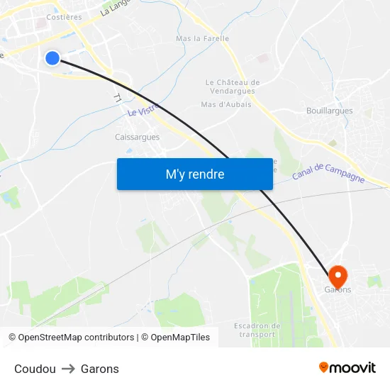 Coudou to Garons map