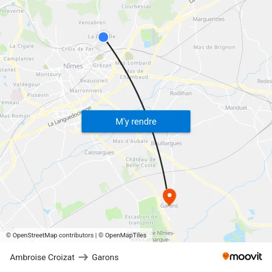 Ambroise Croizat to Garons map