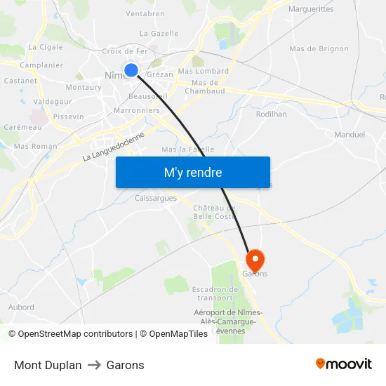 Mont Duplan to Garons map