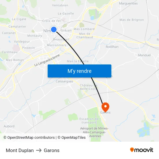 Mont Duplan to Garons map