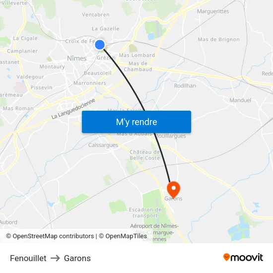 Fenouillet to Garons map