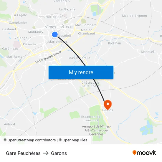 Gare Feuchères to Garons map