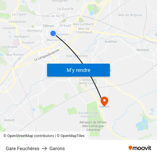 Gare Feuchères to Garons map