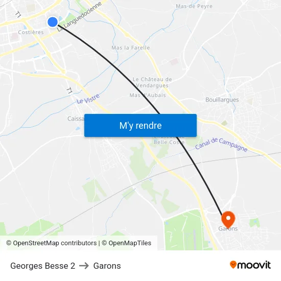 Georges Besse 2 to Garons map