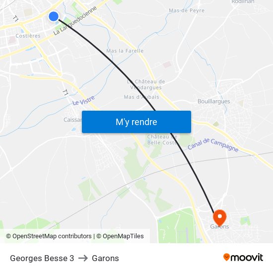 Georges Besse 3 to Garons map