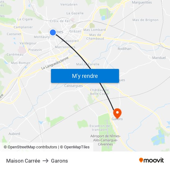 Maison Carrée to Garons map