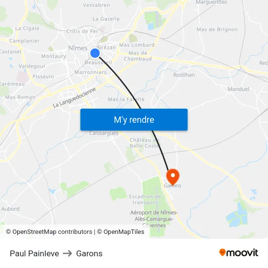 Paul Painleve to Garons map