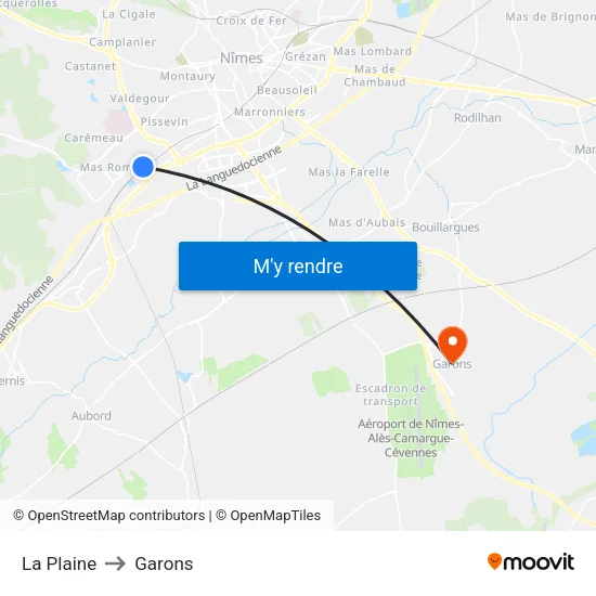 La Plaine to Garons map
