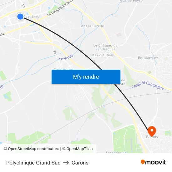 Polyclinique Grand Sud to Garons map