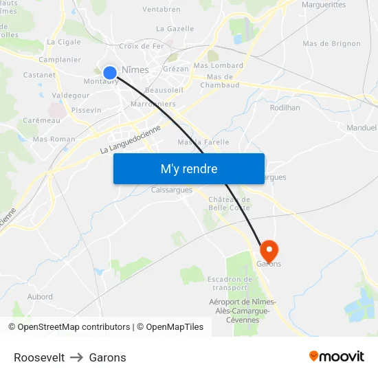 Roosevelt to Garons map