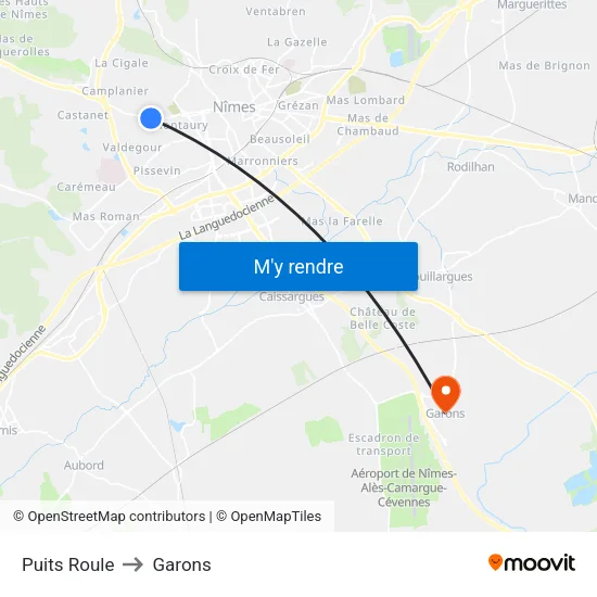 Puits Roule to Garons map