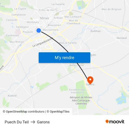 Puech Du Teil to Garons map
