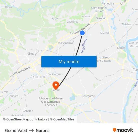 Grand Valat to Garons map
