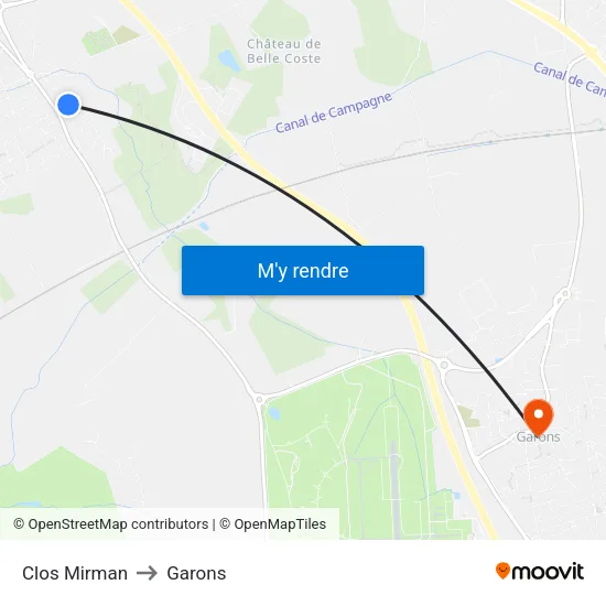 Clos Mirman to Garons map
