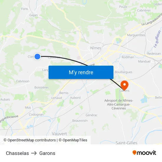 Chasselas to Garons map