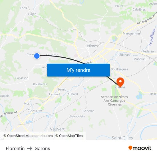 Florentin to Garons map