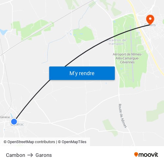 Cambon to Garons map