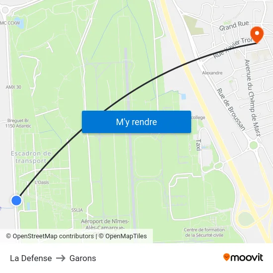 La Defense to Garons map