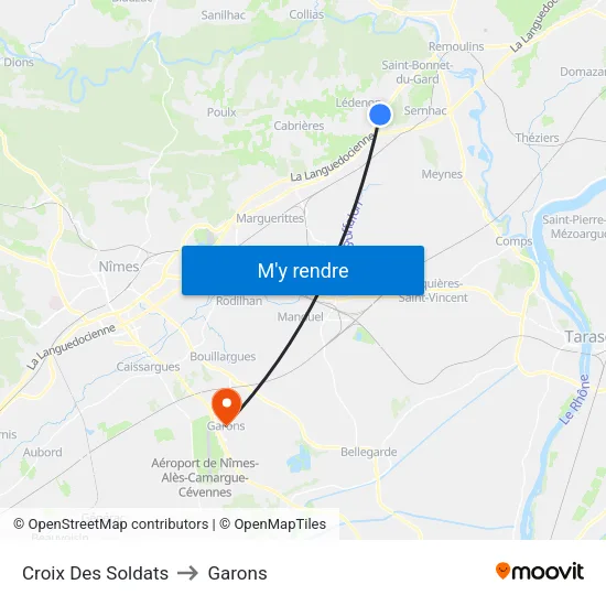 Croix Des Soldats to Garons map
