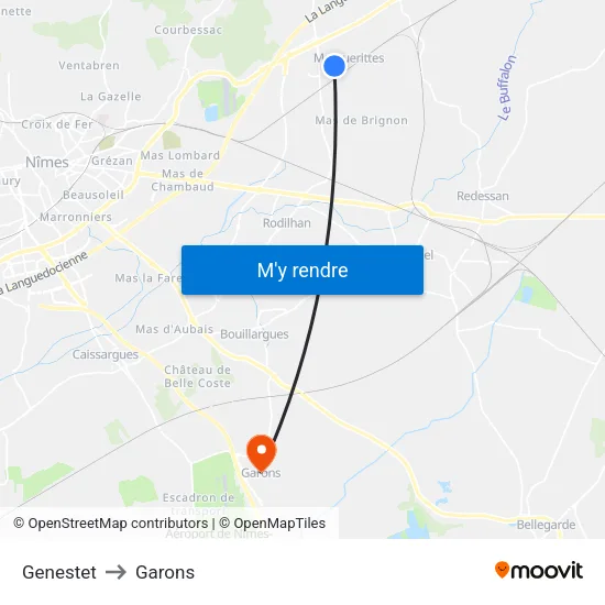 Genestet to Garons map