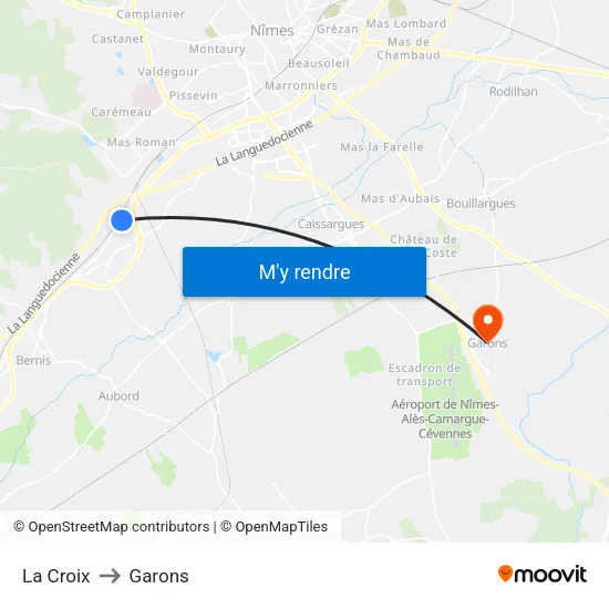 La Croix to Garons map