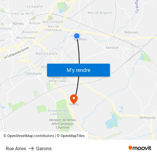 Rue Aires to Garons map