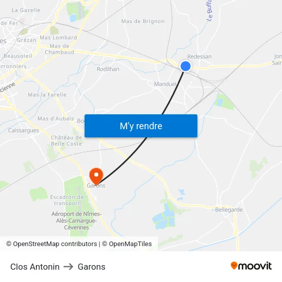 Clos Antonin to Garons map
