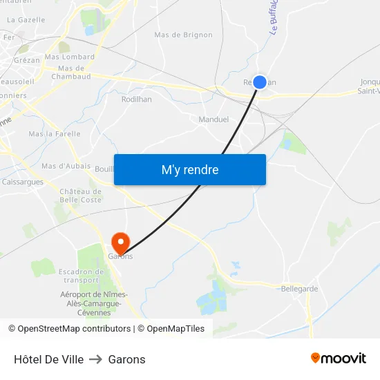 Hôtel De Ville to Garons map