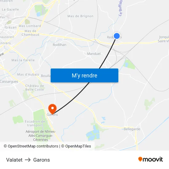 Valatet to Garons map