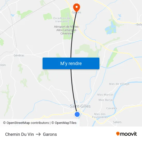 Chemin Du Vin to Garons map