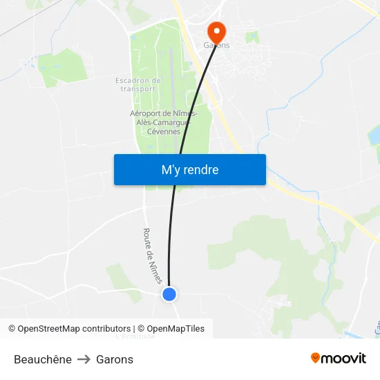 Beauchêne to Garons map