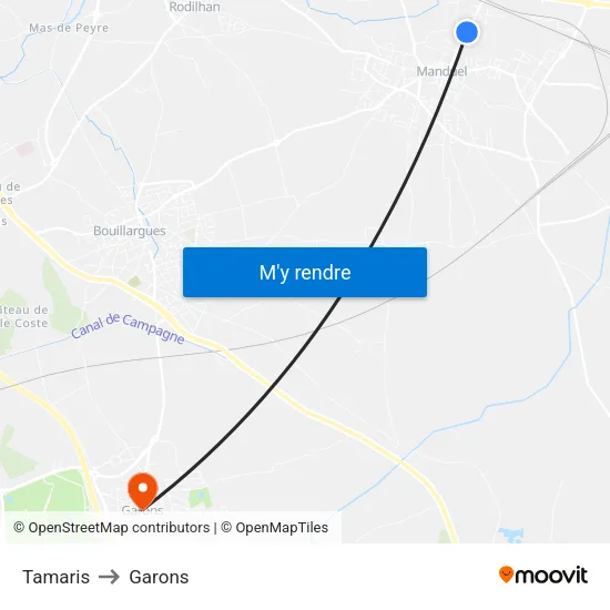 Tamaris to Garons map