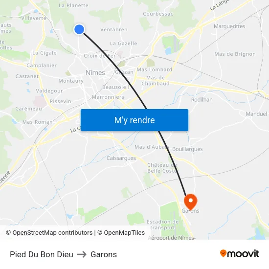 Pied Du Bon Dieu to Garons map