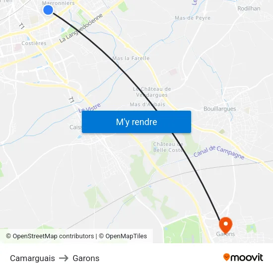 Camarguais to Garons map