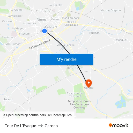Tour De L'Eveque to Garons map
