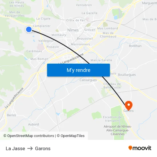 La Jasse to Garons map