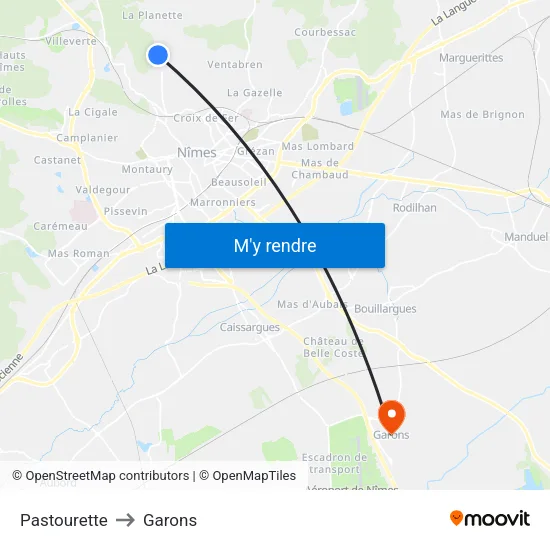 Pastourette to Garons map